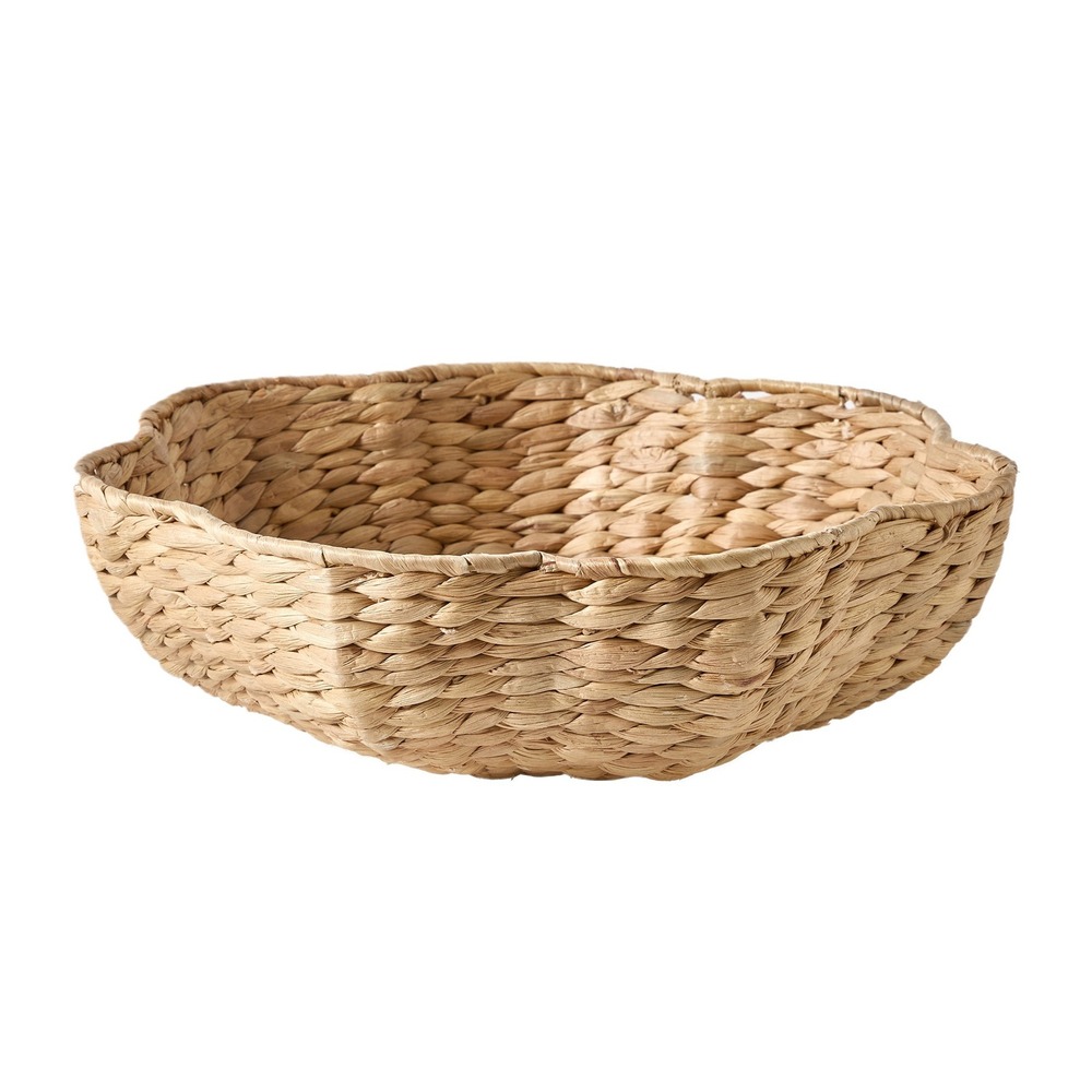 My Texas House Natural 14" Water Hyacinth Decorative Bowl, Scalloped